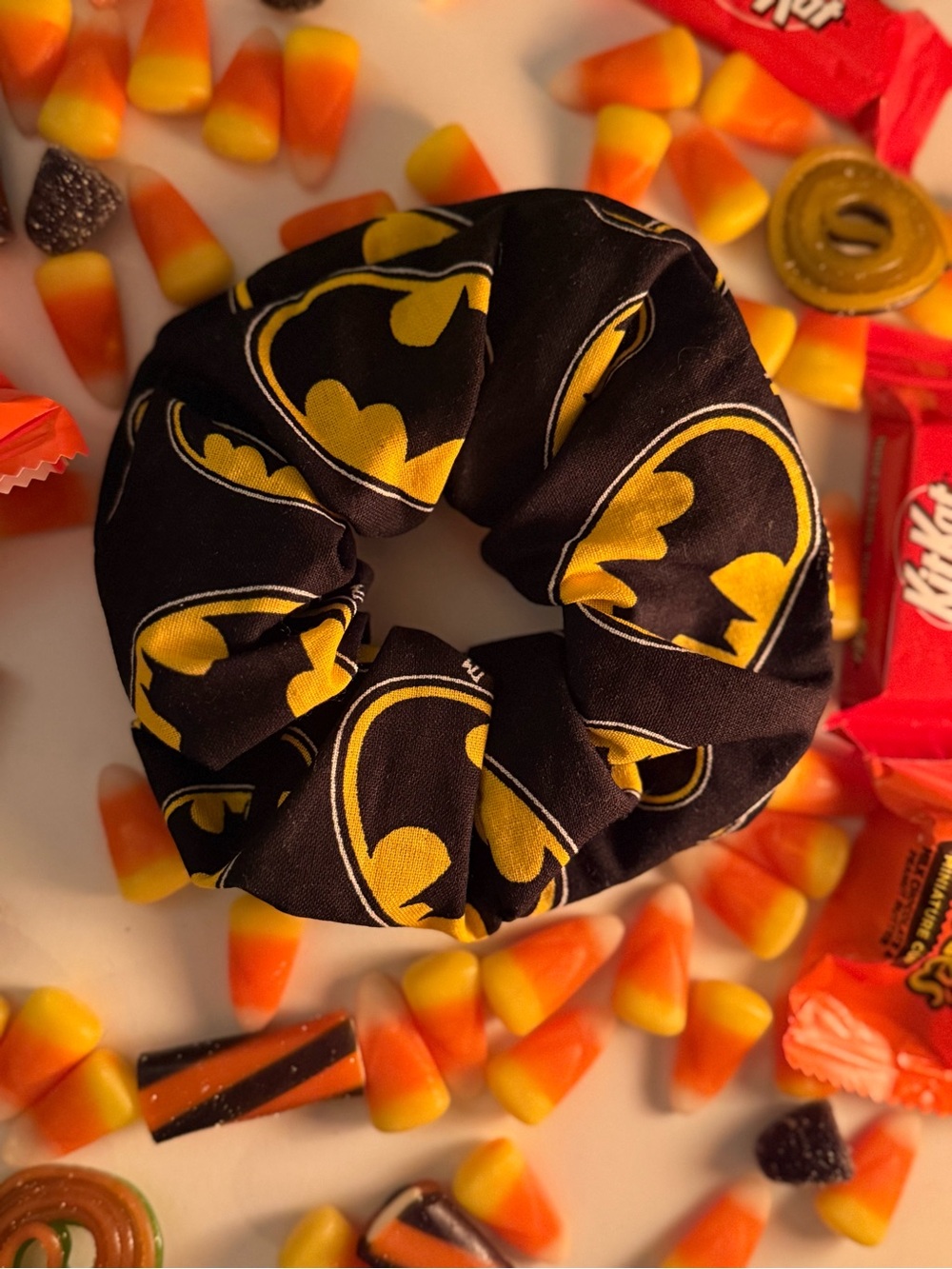 Batman Bat Symbol Black & Yellow Hair Scrunchie